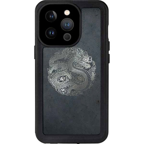 Chinese Black Dragon iPhone 15 Pro Waterproof Case